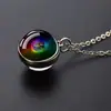 1 colar com pingente do sistema solar, colar com pingente de bola de vidro, acessórios de joalheria da moda para homens e mulheres presentes