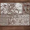 AliExpress internacional novo 8 peças textura flor pintura modelo diário de arte diy pintura oca modelo tema