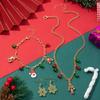 Colar com pingente de natal europeu e americano transfronteiriço, conjunto feminino, pulseira com gancho de orelha, floco de neve, alce, atacado, brincos, papai noel