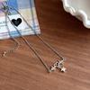 Collar con colgante de estrella de cinco puntas en forma de corazón de encaje para mujer multicapa apilado diseño francés sentido avanzado cadena de clavícula de múltiples correas