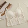 Tirantes de Cacao# Tirantes de Encaje Espalda Hermosa Ropa Interior Fina para Mujer Delgado Sin Tirantes Sexy Versátil Chaleco Sujetador