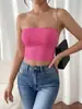 Ropa de Mujer Estilo Europeo y Americano Comercio Exterior Blanco Strapless Camisola Top sin Mangas Ropa de Abrigo Alta Elasticidad Acanalado Amazon Hot Girl Top