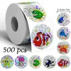 500 Pegatinas/Rollo Pegatinas Láser de Graffiti de Vida Marina 1 Pulgada 2 Opciones Disponibles Pegatinas Creativas para Sellar Envolturas de Regalo