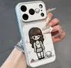 Capa de Celular Menina Graffiti Compatível com iPhone 16 Pro Max Capa de Celular Apple 17 Galvanizada Mudança Instantânea Capa Flexível Proteção