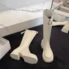 Botas de Motocicleta de Cuero con Tacón Grueso para Mujer, Moda Otoño 2026, Botas de Caballero Largas hasta la Rodilla, Adelgazantes