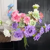 5 Rosas de Copo de Nieve Flores Artificiales Diseño de Escena para Salón de Bodas Flores Artificiales Pared de Rosas Popular Flores Artificiales Mayoreo