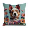 Funda de almohada con estampado de flores de gato y perro estilo pastoral funda de almohada de cintura de moda para oficina funda de almohada de lino para el hogar venta al por mayor