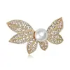 Broche de Aleación Versátil de Moda con Diamantes de Imitación, Perla y Hoja, Exquisito y Lujoso, para Cárdigan, Abrigo, Accesorio, Pin