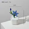 Flor de Lirio de Vidrio Artificial Flor Eterna Ramo de Vidrio Planta en Maceta Decoración de Escritorio de Oficina Buen Artículo para Niñas