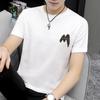 Camiseta blanca de algodón para hombre, de manga corta, de verano, de media manga, con cuello redondo, ropa de marca de moda, camiseta de algodón estampada, moderna, combina con todo.