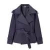 ZA AliExpress el más vendido estilo europeo y americano transfronterizo chaqueta corta de otoño multicolor con cinturón abrigo de gabardina para mujer