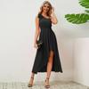 Ropa Europea y Americana Shein Amazon Transfronteriza 2025 Verano Exportación Vestido Elegante Asimétrico con Tirantes de Lazo