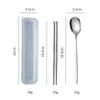 Acero Inoxidable Portátil Vajilla Palillos Tenedor Cuchara Estudiante Fiesta Oficinista Juego de Tres Piezas Regalo para Adultos Juego de Vajilla