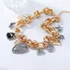 Collar Colgante Personalizado de Flor y Corazón Estilo Punk Retro Cadena Sexy para Clavícula Lujo Ligero Collar de Gama Alta