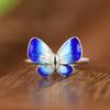 Pendientes de Plata de Ley S925 Rey Ciervo Dorado Esmalte de Cloisonné de Pekín Mariposa Moda Azul Quemado Lujo Ligero Diseño de Nicho para Mujer Joyería de Plata