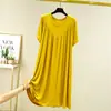 Vestido Holgado de Modal para Mujer, Estilo de Verano Delgado con Dobladillo Ancho, Camisón de Talla Grande, Falda Plisada Línea A para Ropa Exterior