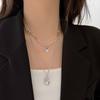 Design de Nicho Versátil Camada Dupla Empilhada Pingente Irregular Colar Feminino Estilo Simples Ins Corrente de Clavícula Tendência Cool