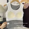 Diseño de Dos Piezas para Primavera y Verano con Tirantes Anchos Calados, Espalda Bonita, Copas en el Pecho, Corte Ajustado, Camiseta sin Mangas para Mujer