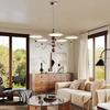 Lámpara de araña de estilo crema francés para sala de estar, cadena colgante de riel de estrella antigua de medio punto, lámpara principal con protección para los ojos, lámpara de madera con veta para restaurante y dormitorio.