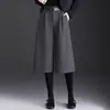 Pantalones grises de lana de pierna ancha para mujer, pantalones de bota de otoño e invierno, nuevos pantalones casuales holgados, elegantes y modernos, 2026