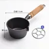 Frigideira Pequena de Ferro Fundido da Moda com Cabo de Madeira, Frigideira Antiaderente para Ovos para Uso Doméstico