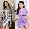 Camisola de verão feminina de manga curta, estilo coreano, plus size, solta e fofa, comprimento médio, pode ser usada fora de casa, pijama casual, roupa de casa