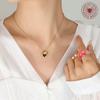 Collar de Corazón de Durazno con Diseño Nicho Francés con Goteo de Aceite de Forma Especial Acero Titanio Chapado en Oro de 18K Joyería Personalizada de Moda Inmarcesible