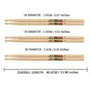 Juego de Batería Tambor Tarola Baquetas de Batería Baterismo Profesional Baquetas de Madera Maciza Venta al por Mayor Práctica Rendimiento Antideslizante Arce 5A Baquetas de Batería