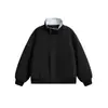 Cattee Retro Americano Color Bloqueado Invierno Cuello de Lana de Cordero Chaqueta de Algodón Unisex Cuello Alto Grueso Abrigo de Trabajo de Moda