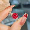 Anillo de Corindón Rojo de Lujo para Entrada de Moda Anillo Simple de Diamante Rojo de Alto Carbono Versátil Drenaje en Vivo para Mujeres