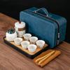 Juego de Té de Viaje Camping al Aire Libre Rima Antigua Juego de Té de Cerámica Preparación de Té Taza Rápida Regalo de Negocios Bolso de Mano Caja de Regalo