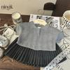Conjunto de saia de verão para meninas Lime 2025, novo conjunto de duas peças de saia de verão para meninas da moda