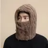 Gorro integrado con forro polar de invierno para hombres y mujeres, a prueba de viento, cálido, protector de orejas, calentador de cuello, máscara, gorro, gorro cálido de lana para ciclismo