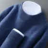 Suéter 100% lã pura para homens, gola alta, pulôver de negócios espessado, suéter base de malha solto de manga longa, cashmere