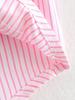 Camisa corta de verano 2023 para mujer, nueva, con solapa a rayas y bolsillos grandes, con decoración que combina con todo.