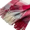 Novo Cachecol de Cashmere Xadrez para Comércio Exterior Atmosfera Outono e Inverno Cachecol Versátil Moda Novo Borda com Franjas Espessada Feminino