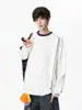Camiseta de Manga Larga con Color de Contraste y Costuras para Hombre Acu, Top de Marca Trendy Casual Holgado para Hombre Primavera y Otoño 2026