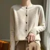 Otoño 2026 Nuevo Suéter de Punto para Mujer Cardigan de Cuello Redondo Holgado Simple Prenda de una Pieza Chaqueta de Punto Osmanthus