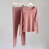 Roupa Térmica Feminina de Seda de Amora e Caxemira Outono e Inverno Nova com Forro de Lã Espessada Aquecimento Conjunto de Roupas e Calças de Outono