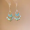 Brincos de Franja Gota d'Água em Zircônia Super Brilhantes, Estilo Étnico Retrô Artístico, Design de Gancho de Orelha Fashion, Brincos Únicos e Versáteis
