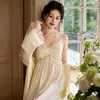 Sexy Conjunto de Ropa de Dormir de Seda Helada para Mujer para Verano con Copas, Estilo Puro Deseo de Encaje Camisola de Princesa Bata de Baño Set de Ropa de Casa