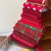 Bufanda de Navidad Ankora Roja/Roja de Año Nuevo Bufanda a Cuadros Invierno para Mujer Sentido de Alta Gama Cálido Chal Coreano de Año Nuevo