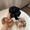 ¡Pesado! Anillo para el cabello estilo francés de intestino grueso súper grande con borde de oreja de madera, flor de satén elegante, cuerda para el cabello