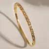 Pulseira Moda Europeia e Americana Não Desbota Quadrado Cravejado com Diamante Pulseira de Aço Titânio Estilo Casal Fivela Não Desbota Pulseira Aberta