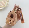 Linda Cartera de Silicona de Capibara, Bolsa de Dibujos Animados para Niños, Bolsa de Almacenamiento Portátil, Tarjetero, Bolsa para Auriculares, Colgante Pequeño