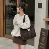 Bolsa tote colete estampa de leopardo estilo ins outono e inverno, bolsa de ombro macia com textura de camurça, bolsa de trabalho versátil de grande capacidade para mulheres