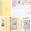 Lindo cuaderno de hojas sueltas con diseño de macarrón, tamaño A6, con cremallera, para ahorrar dinero, con estuche extraíble y diseño de dibujos animados.