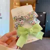 Pinza de pelo de lazo floral fresca estilo coreano para niños, pinza de presión color macarrón, clip de flujo marino, clip lateral, juego de accesorios para el cabello