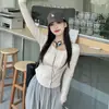 Camiseta base de mujer de otoño e invierno de longitud corta, forrada de forro polar y engrosada, hecha de terciopelo alemán, con hombros normales, camiseta de manga larga, top ajustado, adecuada para usar como prenda exterior