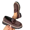 Zapatos Pequeños de Cuero Estilo Británico para Mujer, Moda Nueva Primavera y Otoño 2025 Versátiles Color Bloque Retro Casual Tacón Grueso Suela Gruesa Zapatos de Vestir